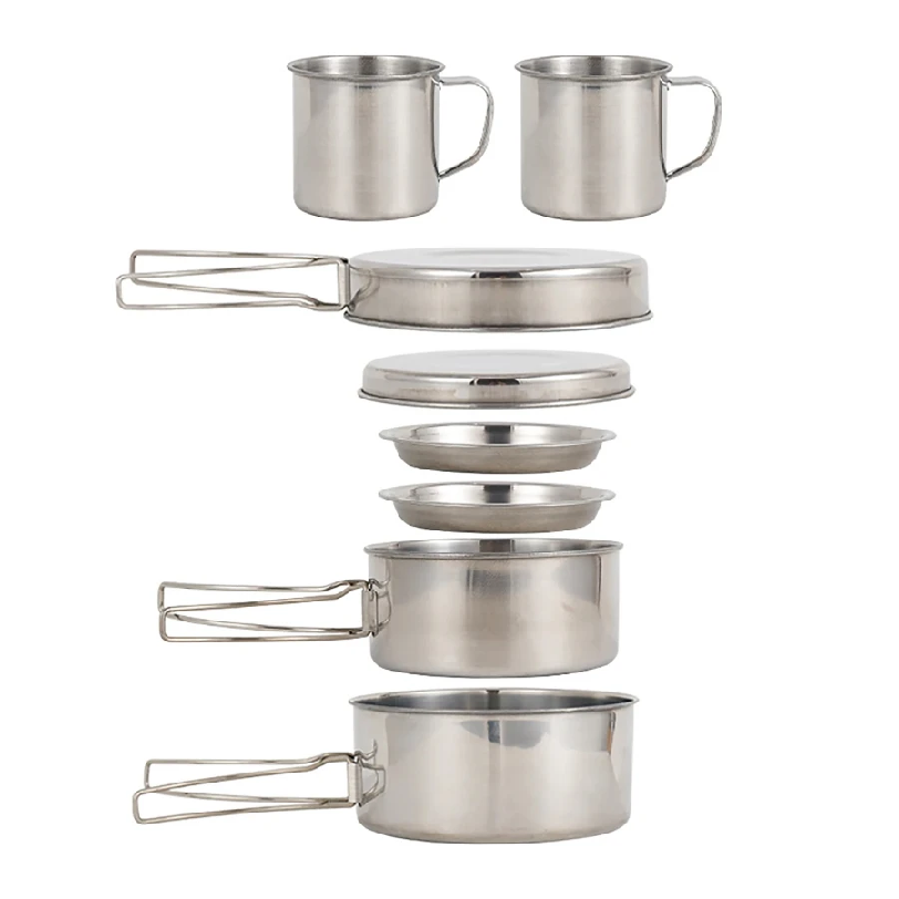Kitchen Baking Pan Set - 8pcs/Set Camping Cookware Mess Kit Stainless