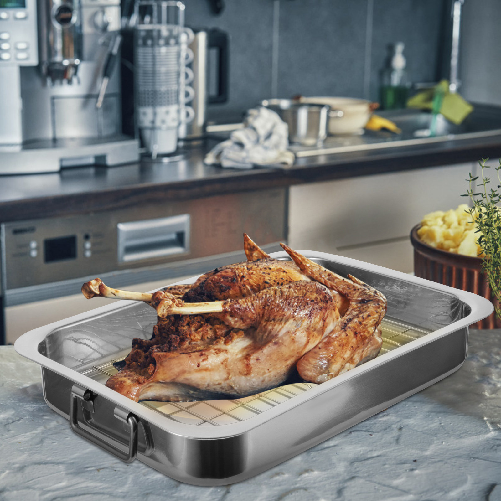 Kitchen Baking Tray Set - 1Set Rectangular Baking Tray with Rack