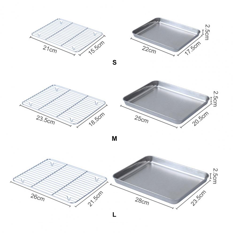 Kitchen Baking Tray Set - 1 Set Stainless Steel Oven Baking