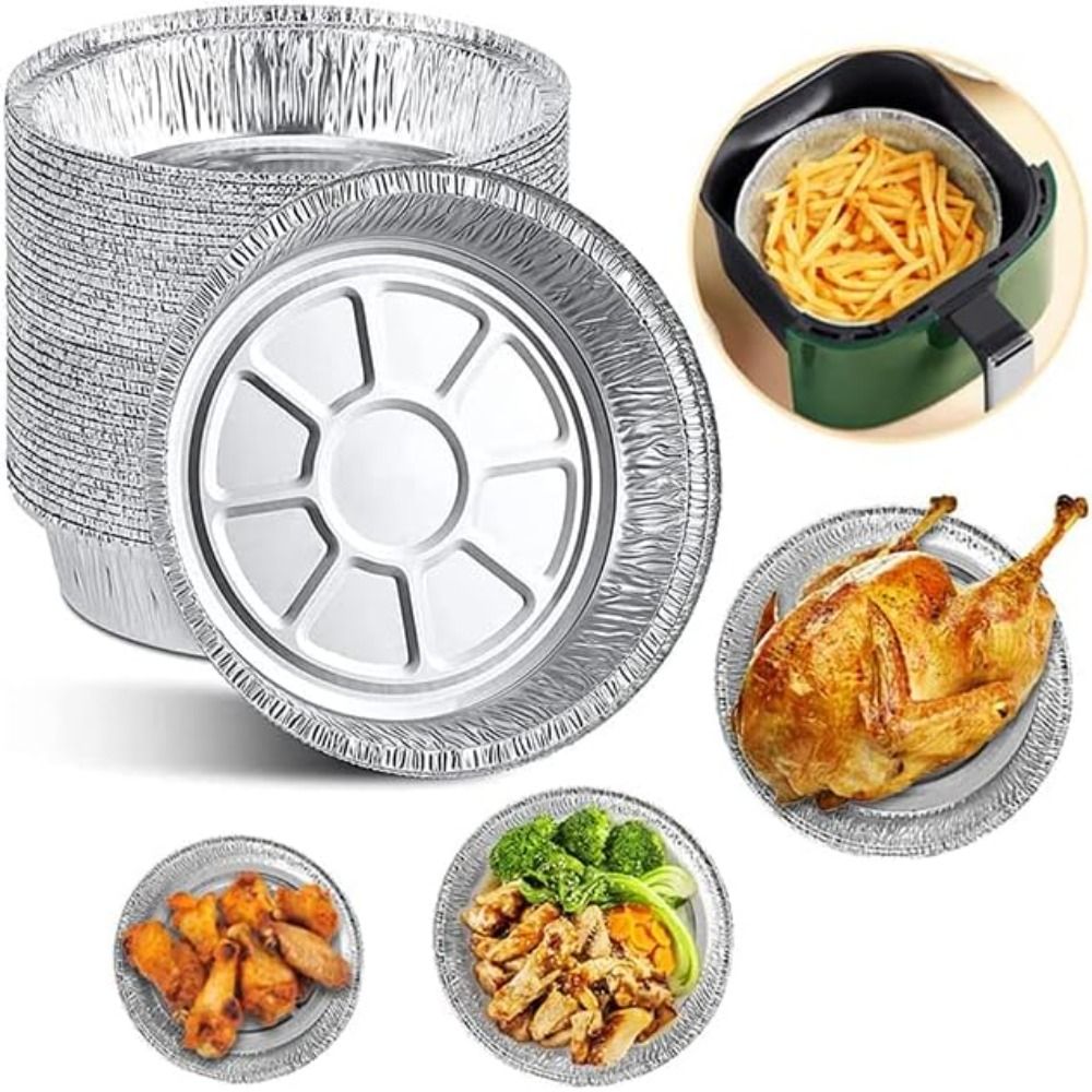 Kitchen Baking Tray Set - 50Pcs Portable Silver Foil Trays Non-Stick