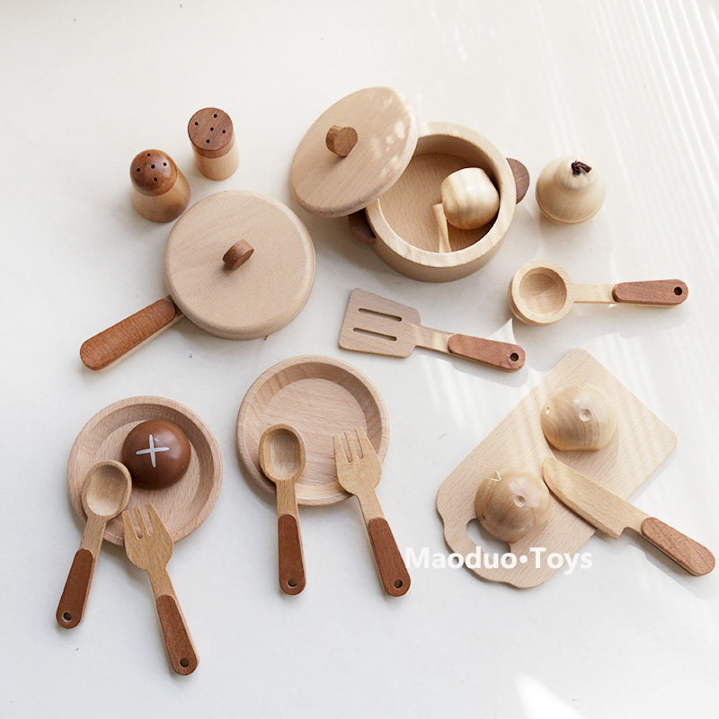 Maoduo Toys Beech Wooden Kids  - Kitchen Baking Pan Set recension och pris