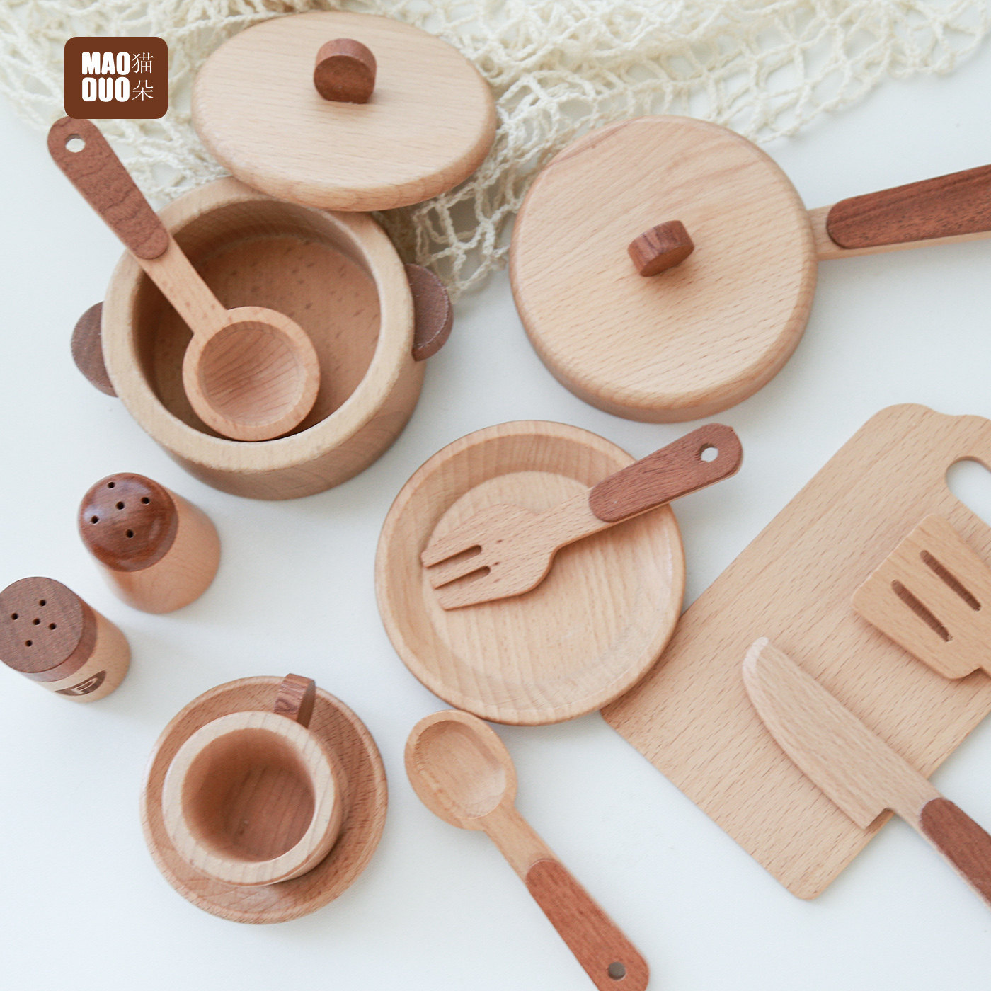 Maoduo Toys Beech Wooden Kids  - Kitchen Baking Pan Set recension och pris