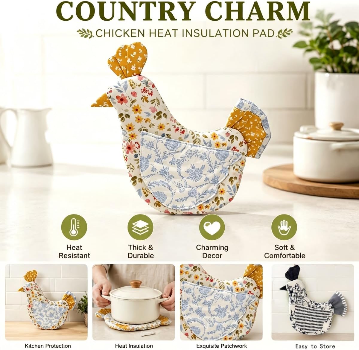 Handmade Hen Shaped Oven Mitt  - Kitchen Baking Pan Set recension och pris