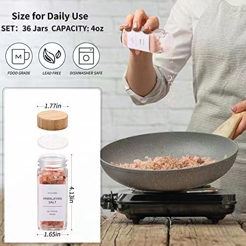 Glass Spice Jars with Bamboo L - Kitchen Baking Pan Set recension och pris