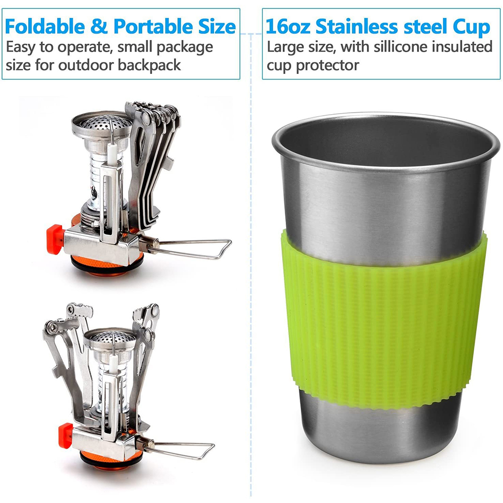 Camping Cookware Kit with Stov - Kitchen Baking Pan Set recension och pris